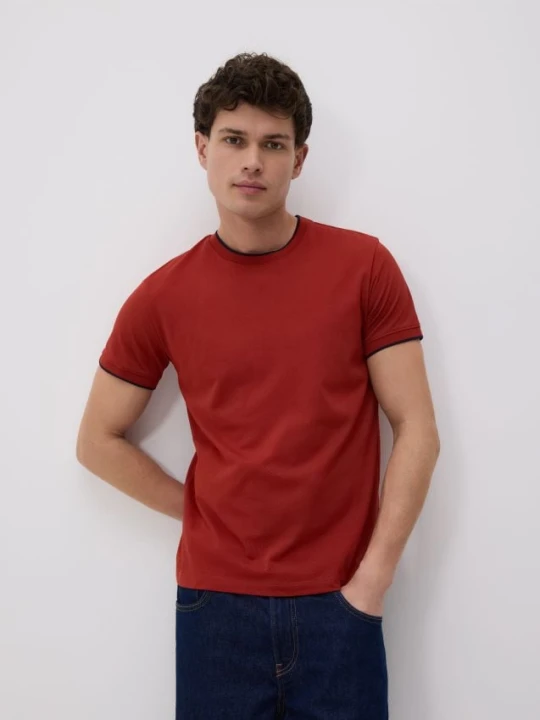 Zdjęcie produktu Reserved - T-shirt regular z merceryzowaną bawełną - czerwony