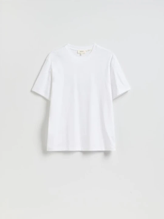 Zdjęcie produktu Reserved - T-shirt regular z merceryzowanej bawełny - biały