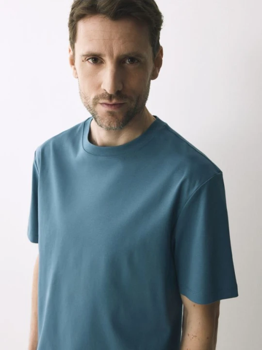 Zdjęcie produktu Reserved - T-shirt regular z merceryzowanej bawełny - granatowy