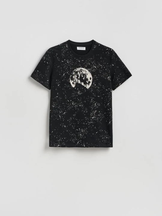 Zdjęcie produktu Reserved - T-shirt regular z nadrukiem allover - czarny