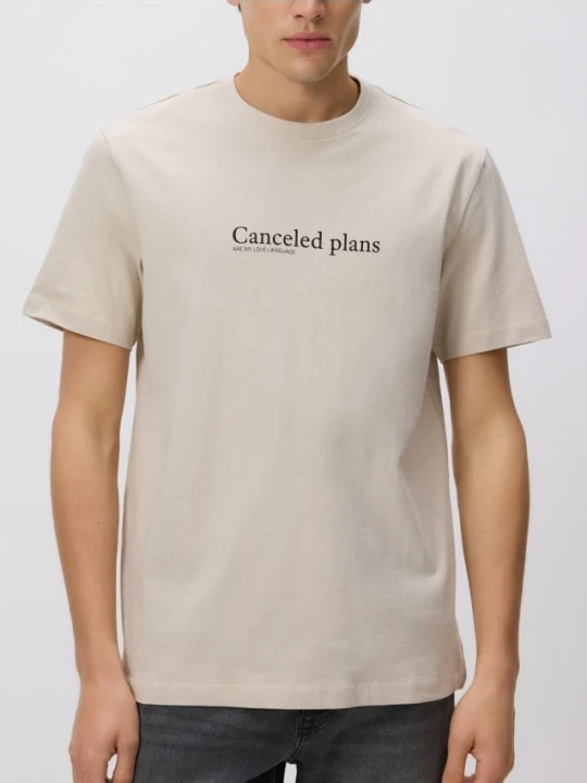 Zdjęcie produktu Reserved - T-shirt regular z nadrukiem - beżowy
