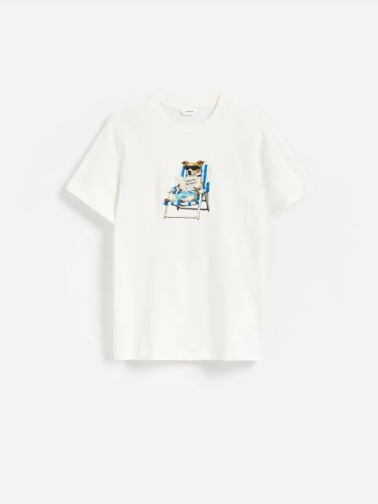 Zdjęcie produktu Reserved - T-shirt regular z nadrukiem - biały