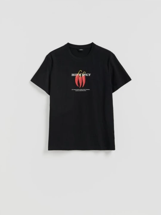 Zdjęcie produktu Reserved - T-shirt regular z nadrukiem - czarny