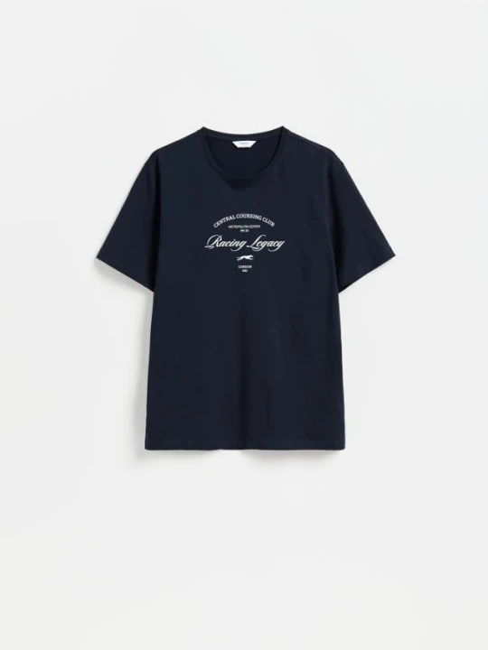 Zdjęcie produktu Reserved - T-shirt regular z nadrukiem - granatowy