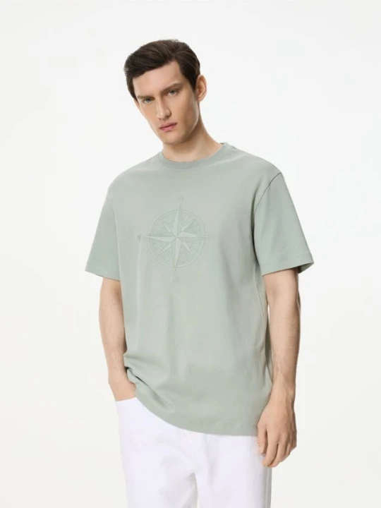 Zdjęcie produktu Reserved - T-shirt regular z nadrukiem - jasnoturkusowy
