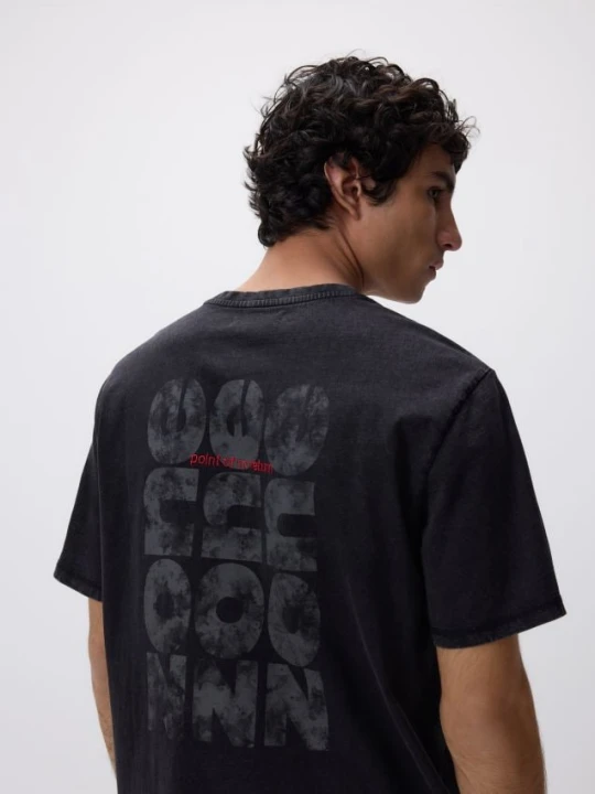Zdjęcie produktu Reserved - T-shirt regular z nadrukiem na plecach - czarny
