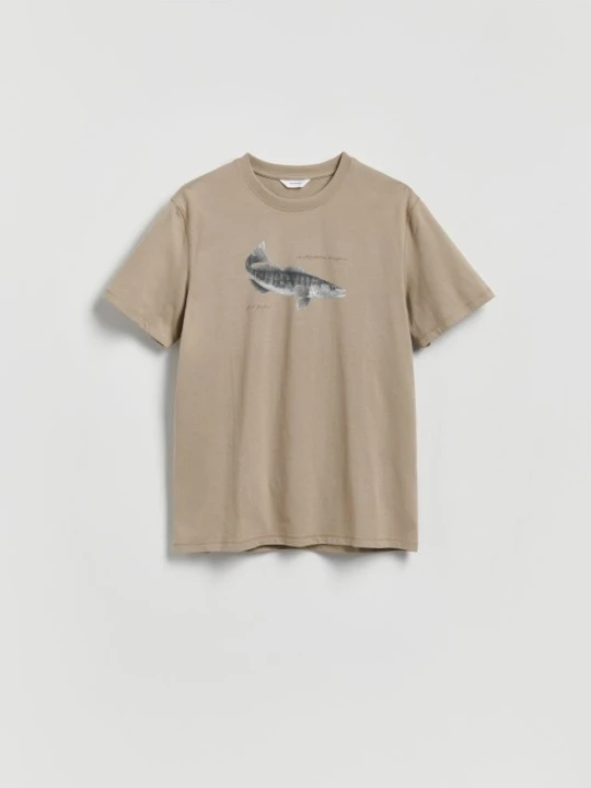 Zdjęcie produktu Reserved - T-shirt regular z nadrukiem - szary