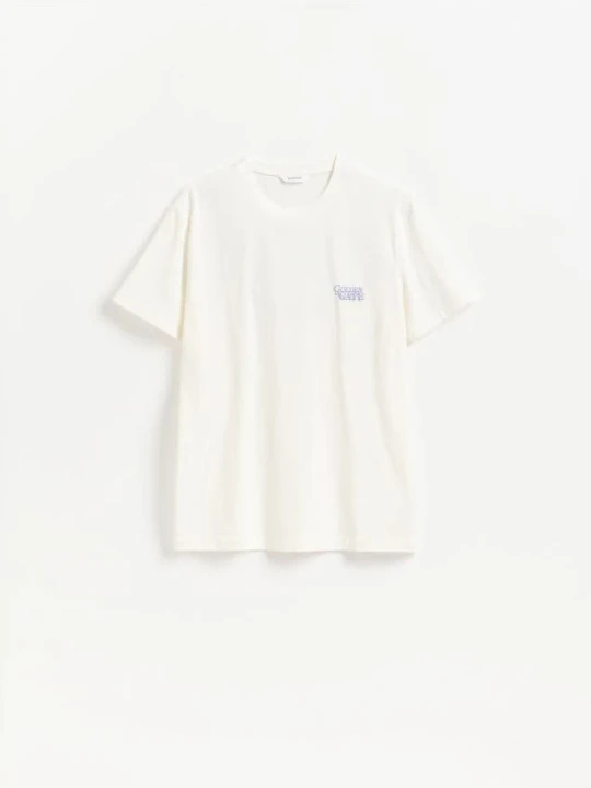 Zdjęcie produktu Reserved - T-shirt regular z nadrukiem - złamana biel