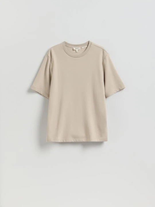 Zdjęcie produktu Reserved - T-shirt regular z włóknem bambusowym - beżowy