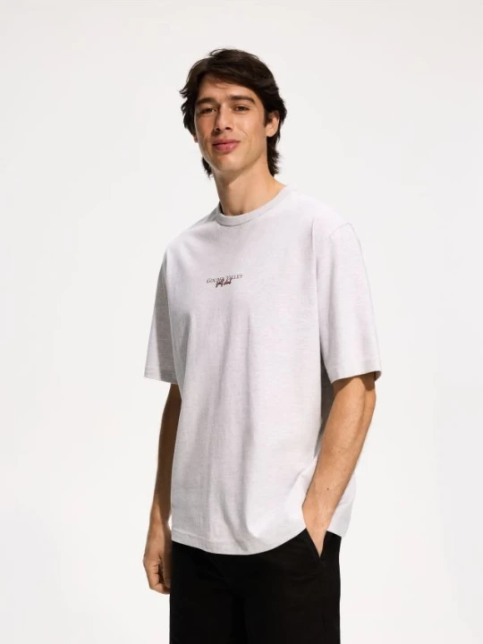 Zdjęcie produktu Reserved - T-shirt relaxed fit z nadrukiem - jasnoszary
