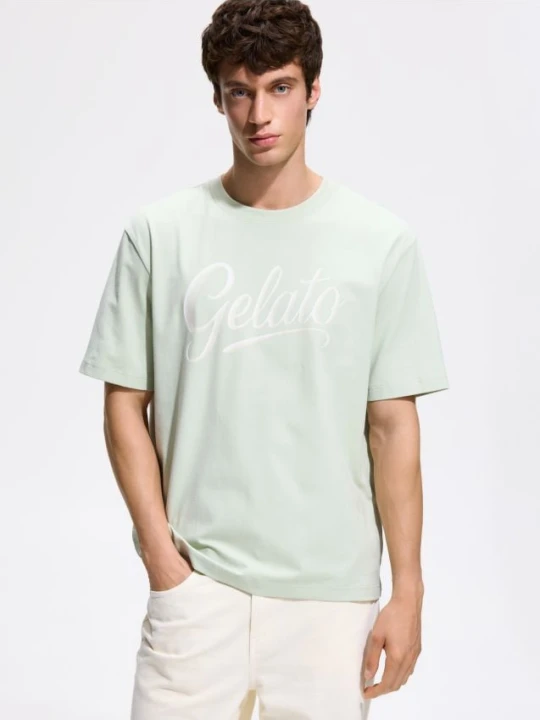 Zdjęcie produktu Reserved - T-shirt relaxed fit z nadrukiem - jasnozielony