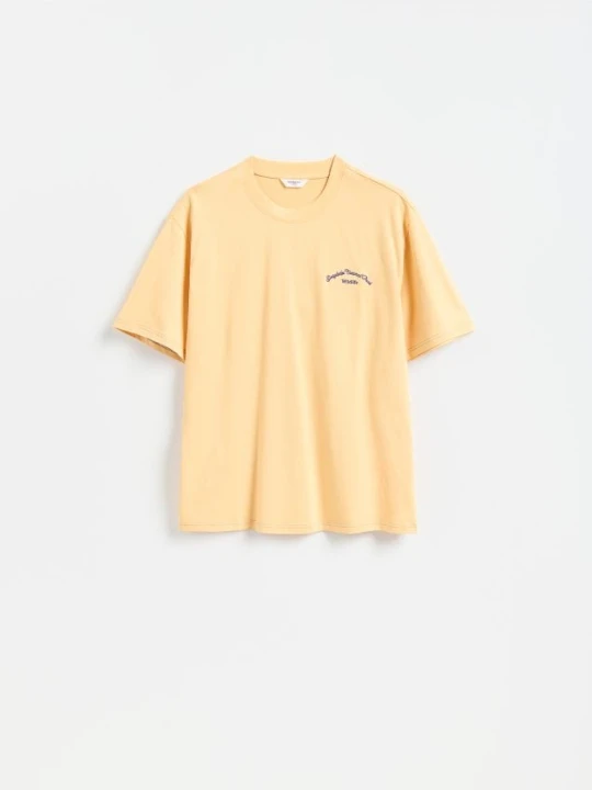 Zdjęcie produktu Reserved - T-shirt relaxed z haftem - jasnopomarańczowy