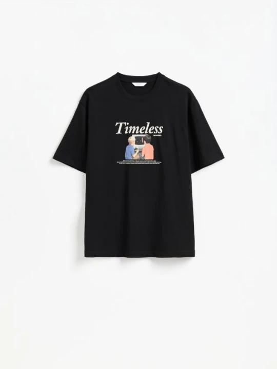 Zdjęcie produktu Reserved - T-shirt relaxed z nadrukiem - czarny