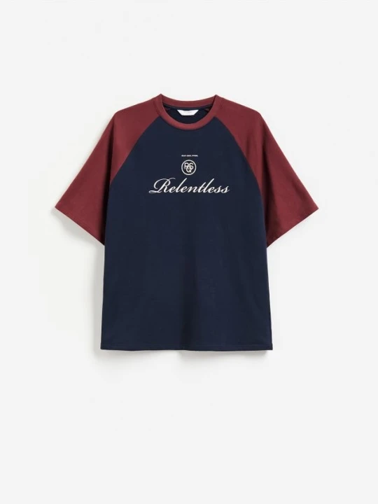 Zdjęcie produktu Reserved - T-shirt relaxed z nadrukiem - granatowy
