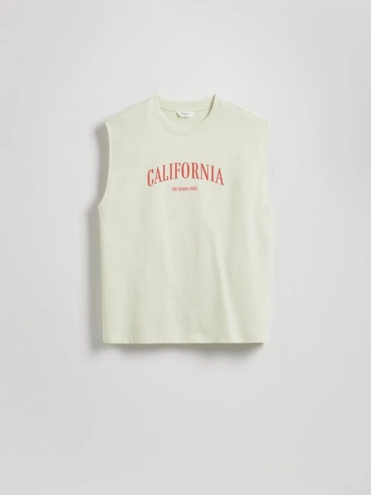 Zdjęcie produktu Reserved - T-shirt relaxed z nadrukiem - jasnoturkusowy