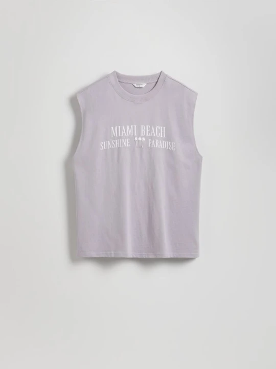 Zdjęcie produktu Reserved - T-shirt relaxed z nadrukiem - lawendowy