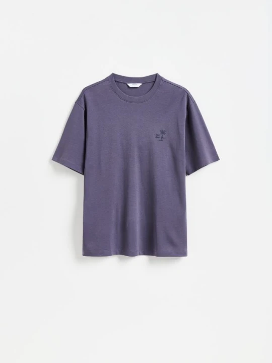 Zdjęcie produktu Reserved - T-shirt relaxed z nadrukiem na plecach - fioletowy