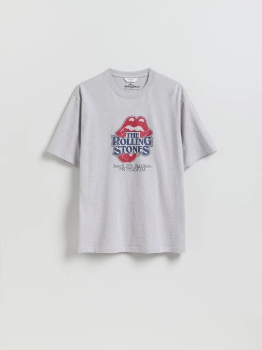 Zdjęcie produktu Reserved - T-shirt ROLLING STONES - jasnoszary