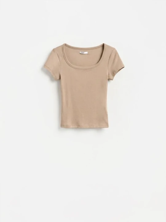 Zdjęcie produktu Reserved - T-shirt slim fit z modalem - brązowy