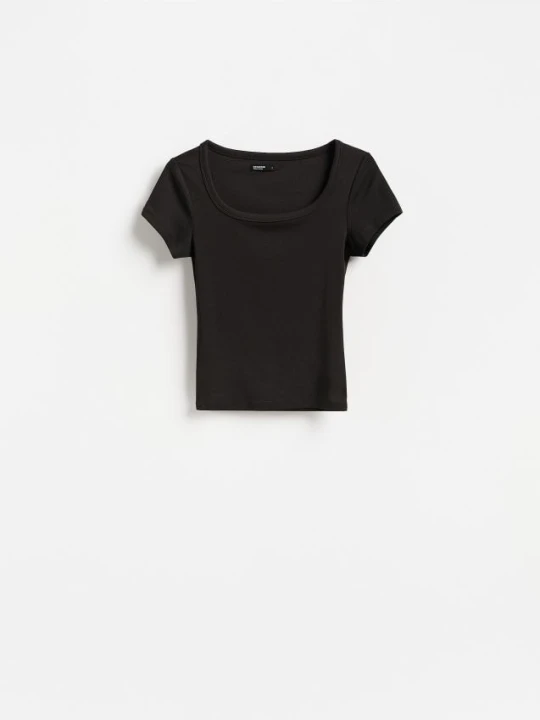 Zdjęcie produktu Reserved - T-shirt slim fit z modalem - ciemnobrązowy