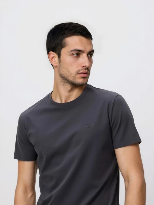 Zdjęcie produktu Reserved - T-shirt slim z merceryzowaną bawełną - ciemnoszary