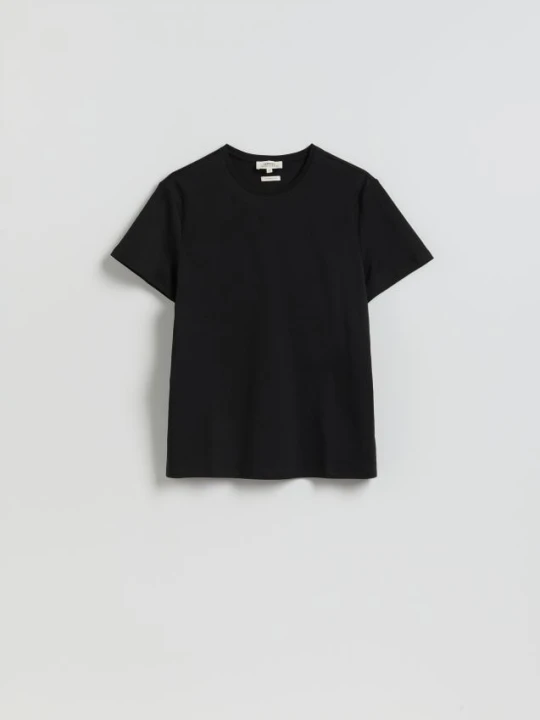 Zdjęcie produktu Reserved - T-shirt slim z bawełny merceryzowanej - czarny