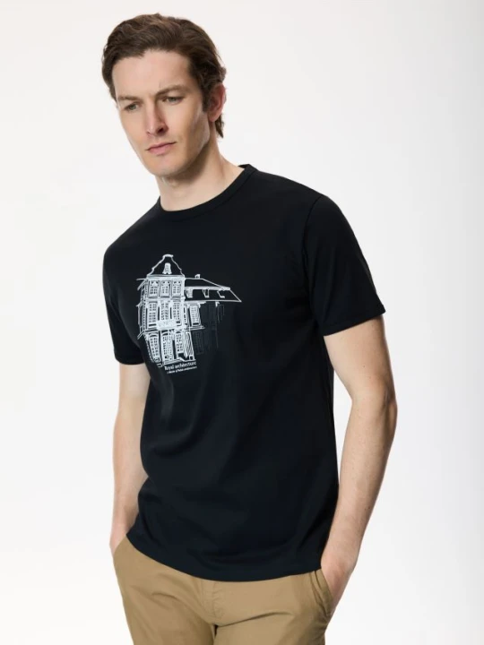 Zdjęcie produktu Reserved - T-shirt slim z bawełny merceryzowanej - czarny