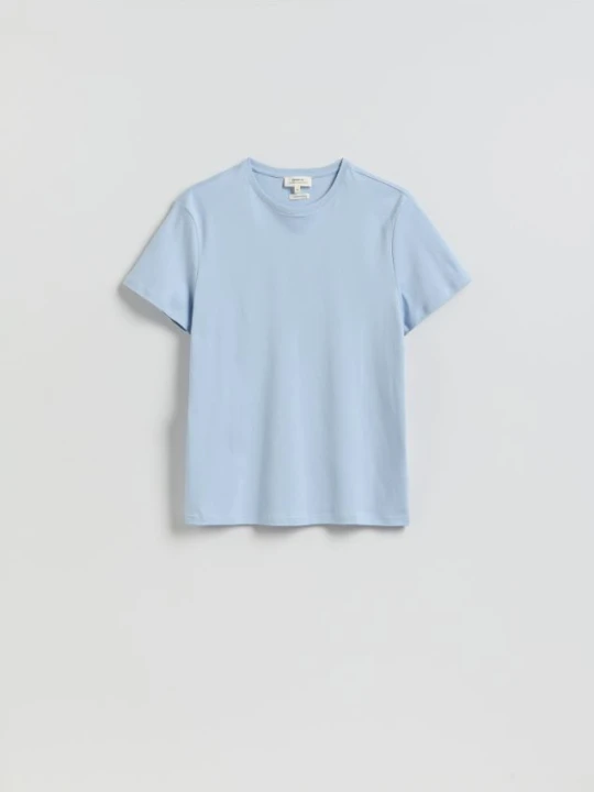 Zdjęcie produktu Reserved - T-shirt slim z bawełny merceryzowanej - jasnoniebieski