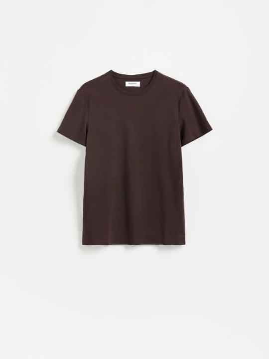 Zdjęcie produktu Reserved - T-shirt slim z bawełny pima - ciemnobrązowy