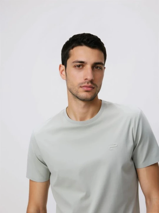 Zdjęcie produktu Reserved - T-shirt slim z merceryzowaną bawełną - jasnozielony