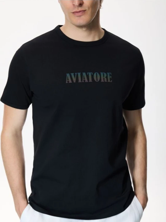 Zdjęcie produktu Reserved - T-shirt slim z nadrukiem - czarny