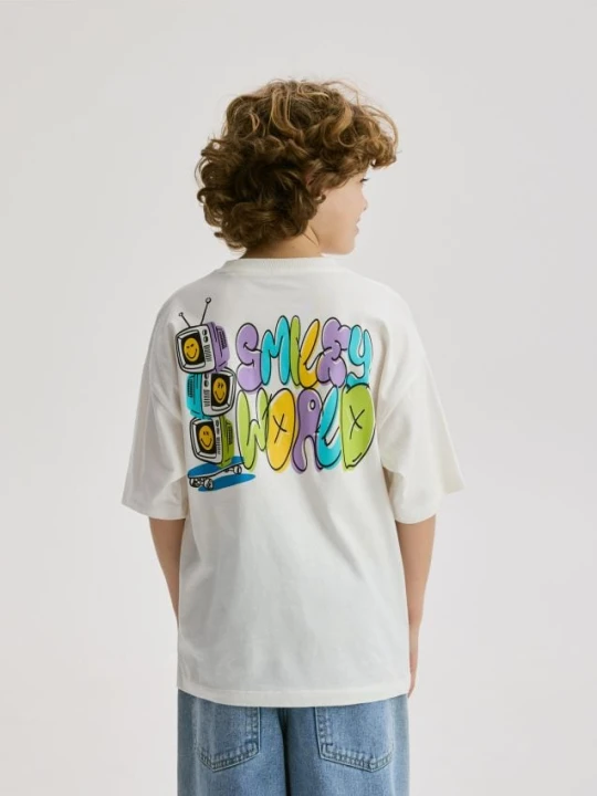 Zdjęcie produktu Reserved - T-shirt SmileyWorld® - złamana biel