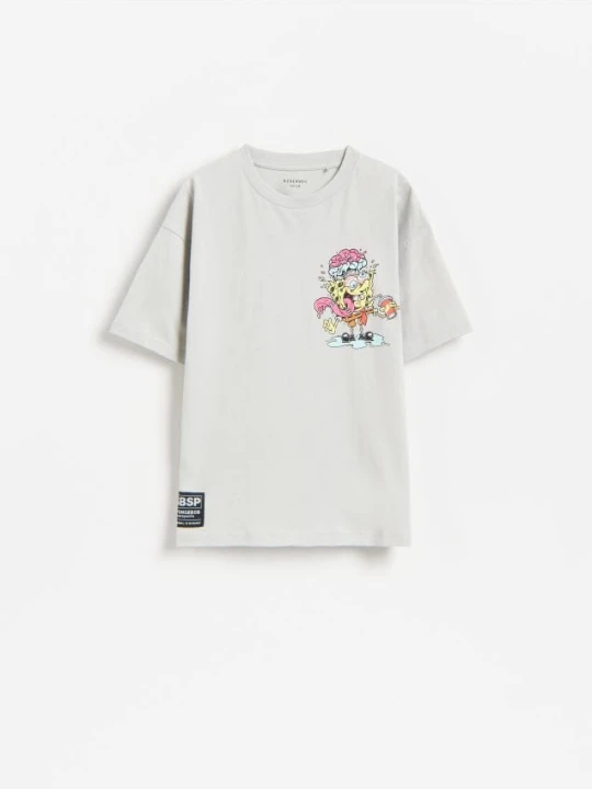 Zdjęcie produktu Reserved - T-shirt SpongeBob - jasnoszary