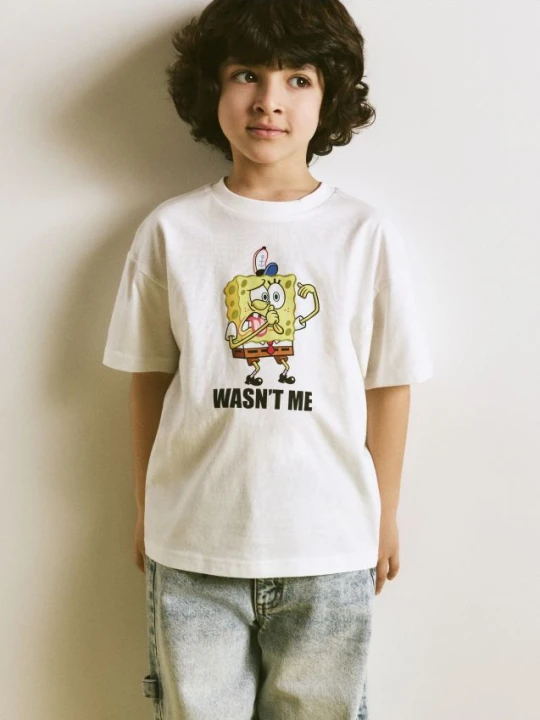 Zdjęcie produktu Reserved - T-shirt SpongeBob - złamana biel