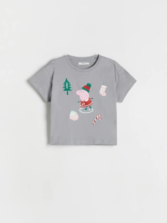 Zdjęcie produktu Reserved - T-shirt Świnka Peppa - jasnoszary