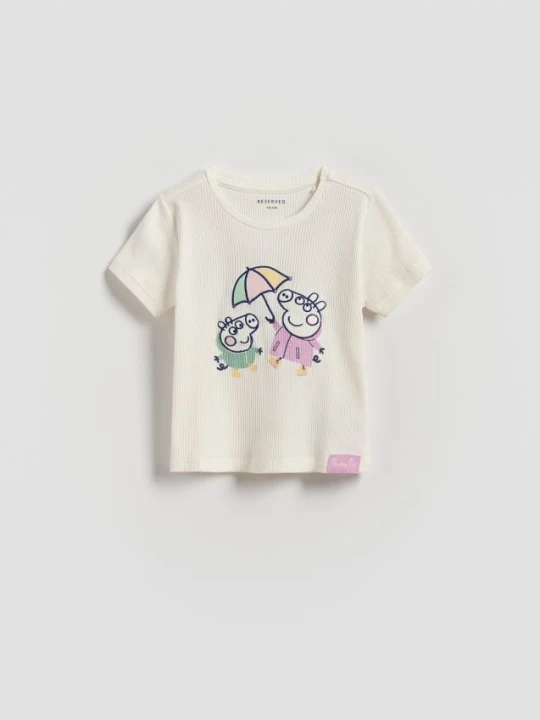 Zdjęcie produktu Reserved - T-shirt Świnka Peppa - złamana biel