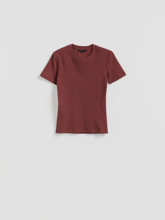 Zdjęcie produktu Reserved - T-shirt w prążek - brązowy