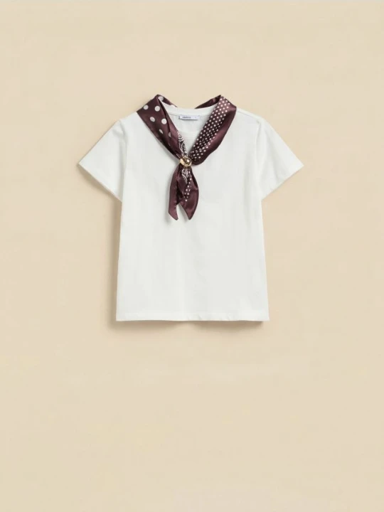 Zdjęcie produktu Reserved - T-shirt z apaszką - biały