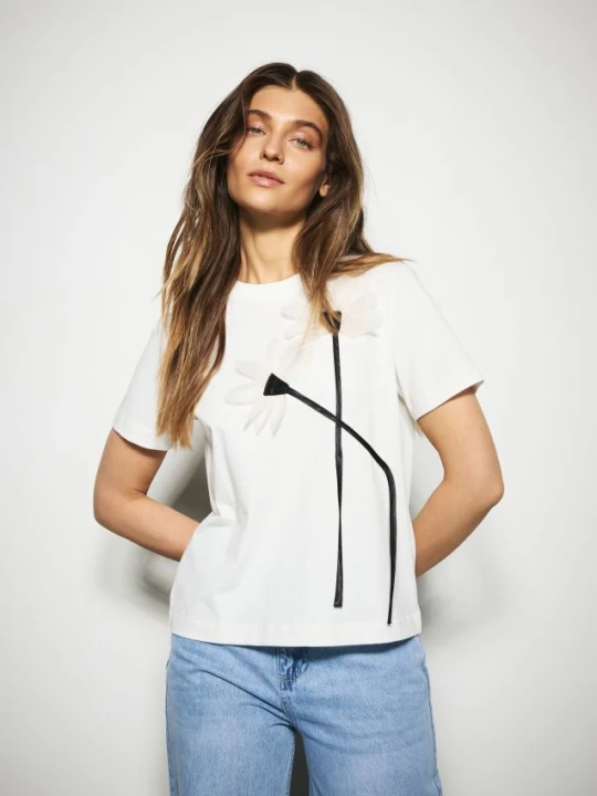 Zdjęcie produktu Reserved - T-shirt z aplikacją - biały