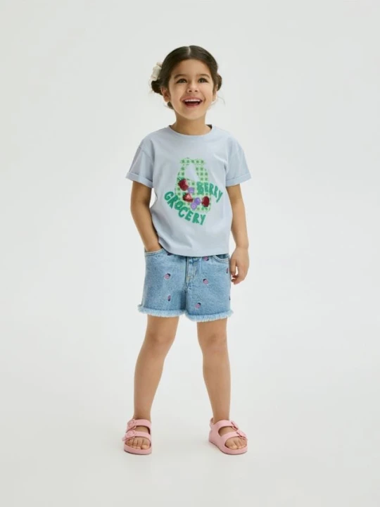 Zdjęcie produktu Reserved - T-shirt z aplikacją - jasnoniebieski