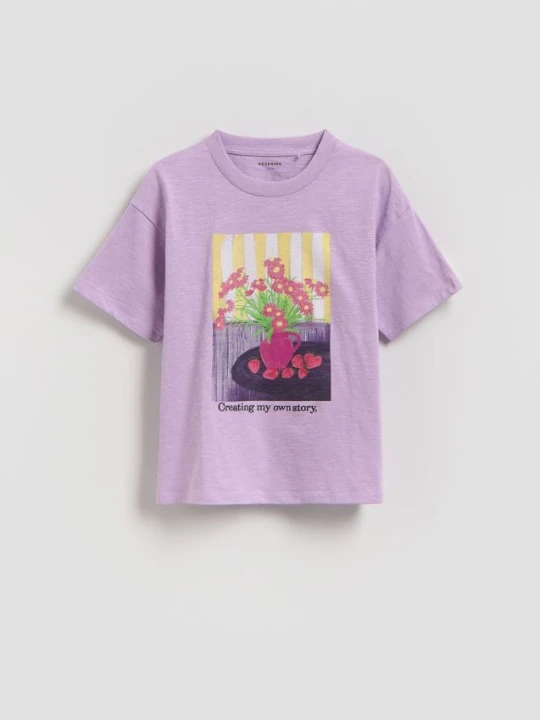 Zdjęcie produktu Reserved - T-shirt z aplikacją - lawendowy