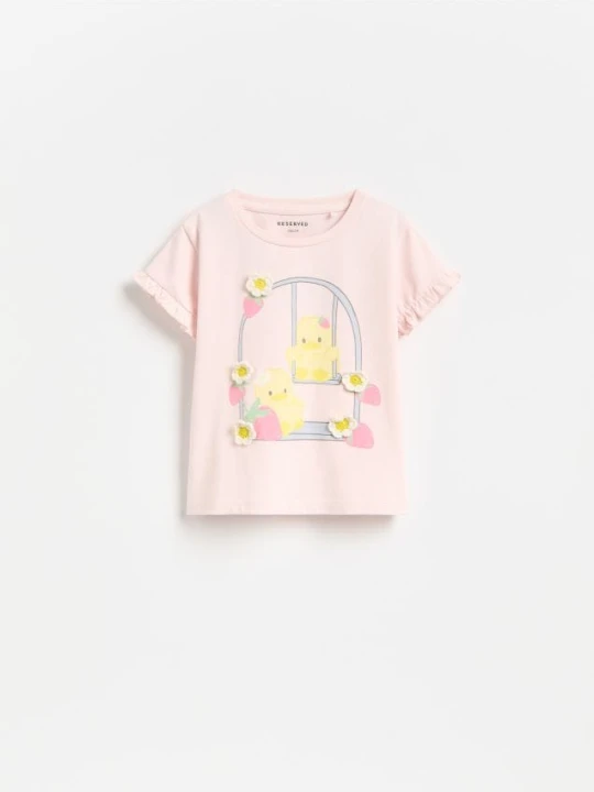 Zdjęcie produktu Reserved - T-shirt z aplikacją - różowy