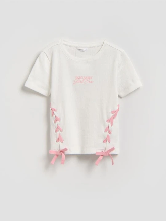 Zdjęcie produktu Reserved - T-shirt z aplikacją - złamana biel