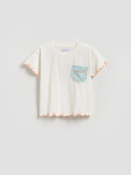 Zdjęcie produktu Reserved - T-shirt z aplikacją - złamana biel