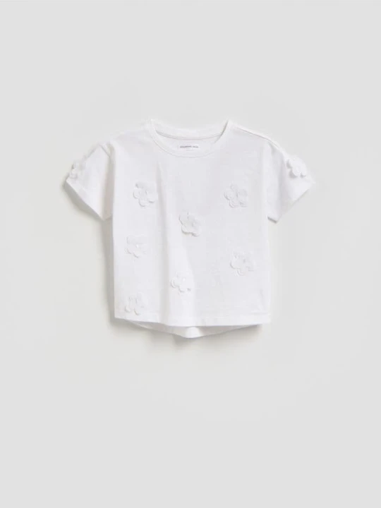 Zdjęcie produktu Reserved - T-shirt z aplikacją - złamana biel