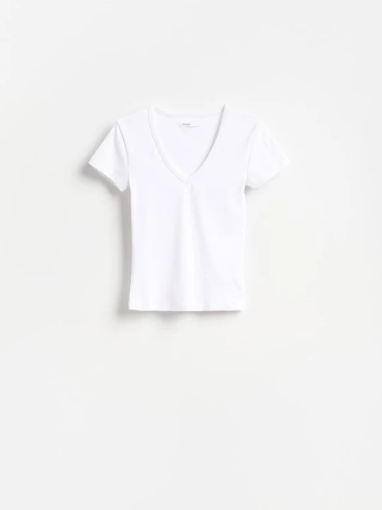 Zdjęcie produktu Reserved - T-shirt z bawełną - biały