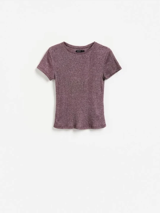 Zdjęcie produktu Reserved - T-shirt z bawełną - bordowy