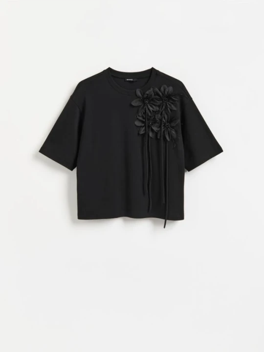 Zdjęcie produktu Reserved - T-shirt z bawełną - czarny