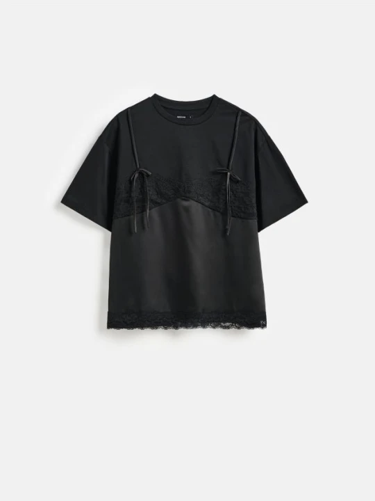 Zdjęcie produktu Reserved - T-shirt z bawełną - czarny