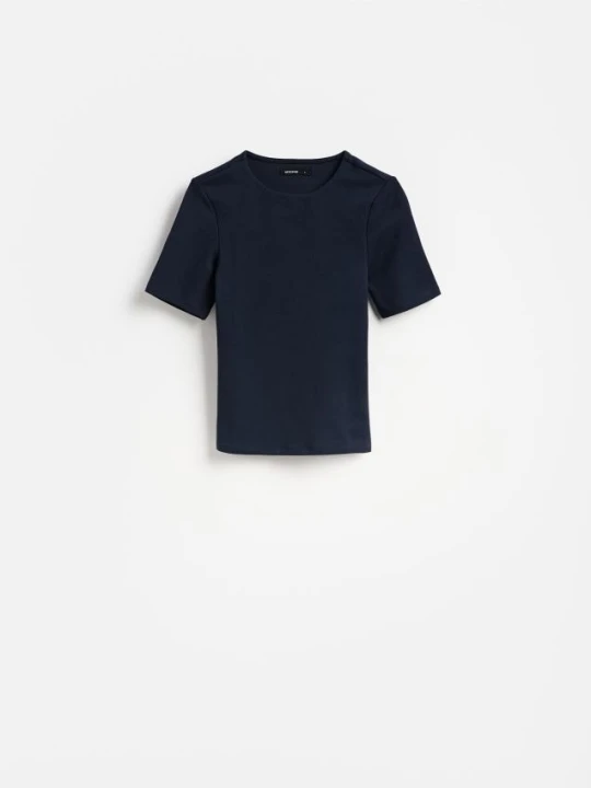 Zdjęcie produktu Reserved - T-shirt z bawełną - granatowy